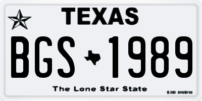 TX license plate BGS1989