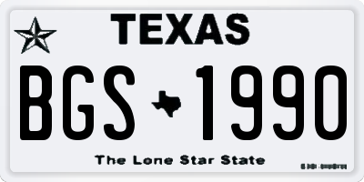 TX license plate BGS1990