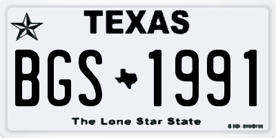 TX license plate BGS1991