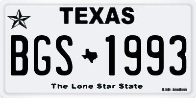 TX license plate BGS1993