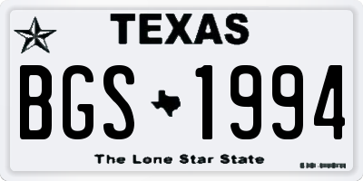 TX license plate BGS1994