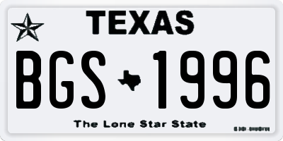 TX license plate BGS1996