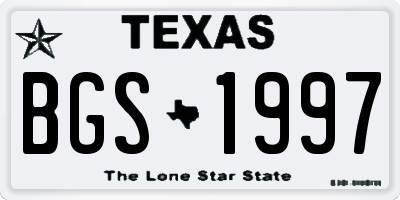 TX license plate BGS1997