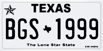 TX license plate BGS1999