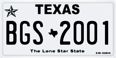 TX license plate BGS2001