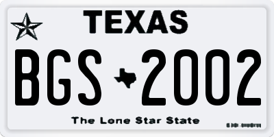 TX license plate BGS2002