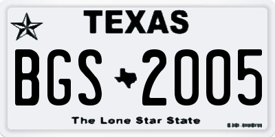 TX license plate BGS2005