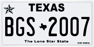 TX license plate BGS2007