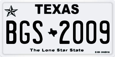 TX license plate BGS2009