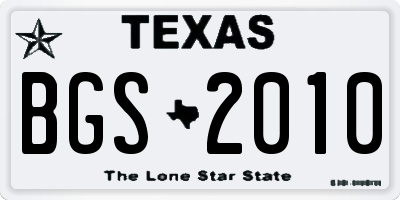 TX license plate BGS2010