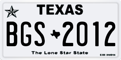 TX license plate BGS2012