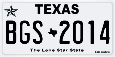 TX license plate BGS2014