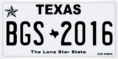 TX license plate BGS2016