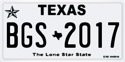 TX license plate BGS2017