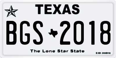 TX license plate BGS2018