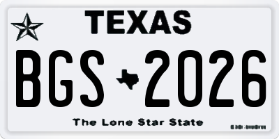 TX license plate BGS2026