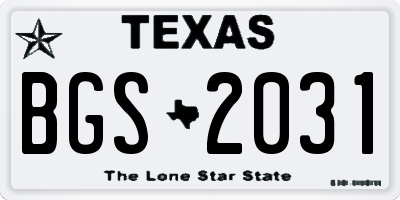 TX license plate BGS2031
