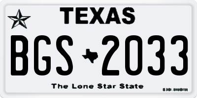 TX license plate BGS2033