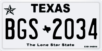 TX license plate BGS2034
