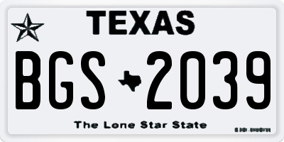 TX license plate BGS2039