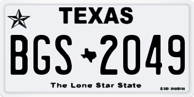 TX license plate BGS2049