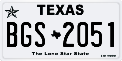 TX license plate BGS2051