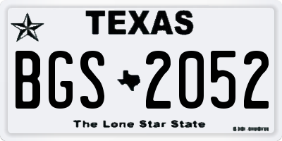 TX license plate BGS2052