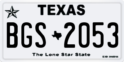 TX license plate BGS2053