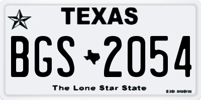 TX license plate BGS2054