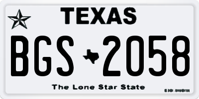 TX license plate BGS2058