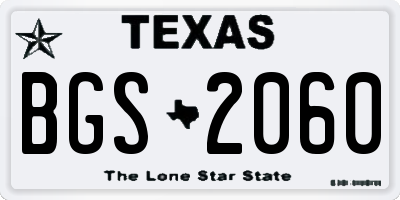 TX license plate BGS2060