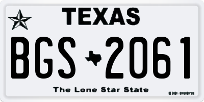 TX license plate BGS2061