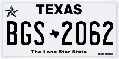 TX license plate BGS2062