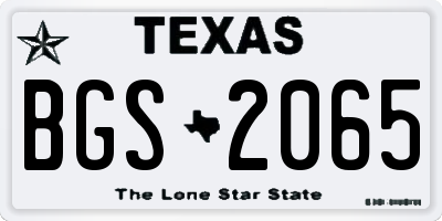 TX license plate BGS2065