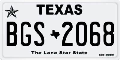 TX license plate BGS2068