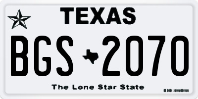 TX license plate BGS2070