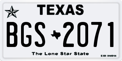 TX license plate BGS2071