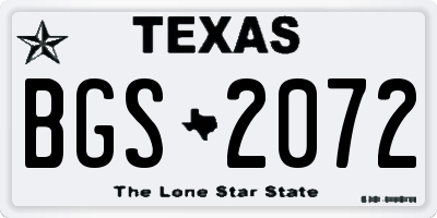 TX license plate BGS2072