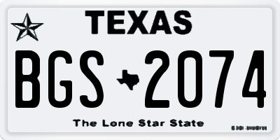 TX license plate BGS2074