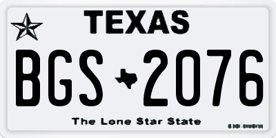 TX license plate BGS2076