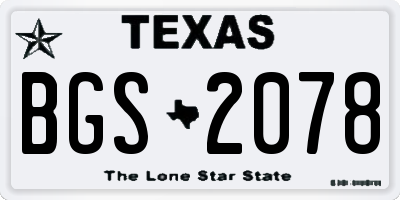 TX license plate BGS2078