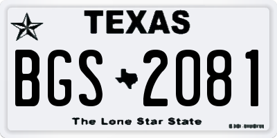 TX license plate BGS2081