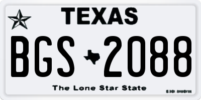 TX license plate BGS2088