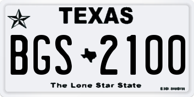 TX license plate BGS2100