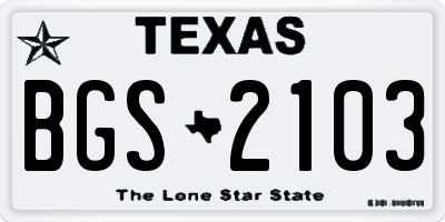 TX license plate BGS2103