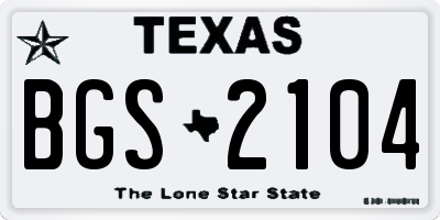 TX license plate BGS2104