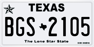 TX license plate BGS2105