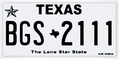 TX license plate BGS2111