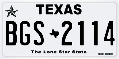 TX license plate BGS2114