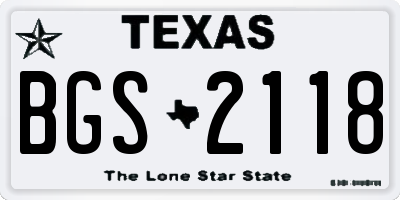 TX license plate BGS2118